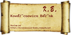 Kovácsovics Bánk névjegykártya
